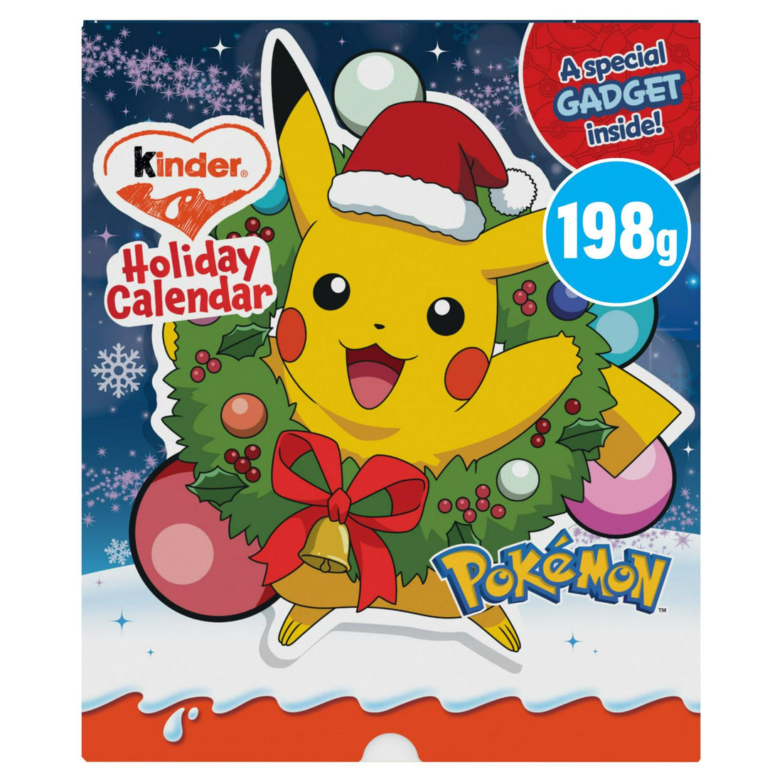 Calendario navideño de Pokémon de Kinder, 198 g